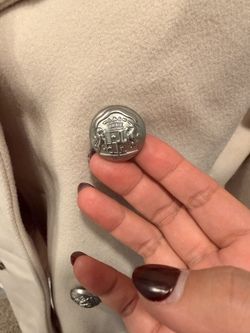 Women's Cream Double-Breasted Peacoat Silver Buttons