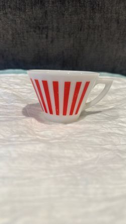 Hazel Atlas Red White Candy Stripe Milk Glass