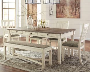 Ashley Bolanburg 6-Piece Dining Set – Table, 4 Chairs + Bench