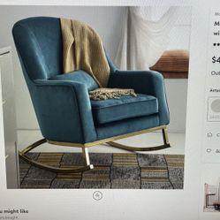 Mondern Teal Glider Rocking Chair 