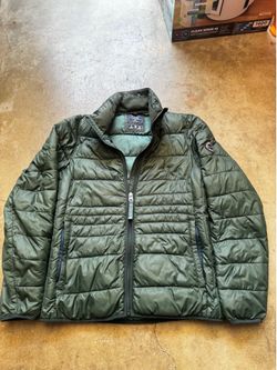 Y2K Abercrombie & Fitch Olive Green Puffer Jacket XS Packable Water Resistant Full Zip