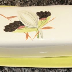 P Red Wing Lotus Bronze 1/4 Pound Covered Butter Dish, 7 1/2"