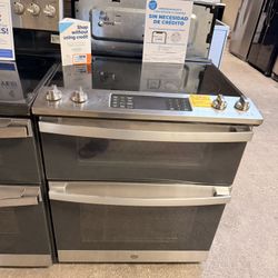 Ge Double Oven Glass top Slide In