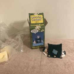 1999 Enesco Beetle Bailey Ceramic Bank Otto & Sarge In Tent 8” Long NIB