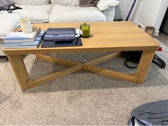 Rectangular Wood Coffee Table with Crossed Legs