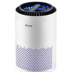 AROEVE Air Purifiers for Bedroom Home, Air Purifier For Smoke Pollen Dander Hair Smell Air Cleaner with Sleep Mode Speed Control For Bedroom Office, M