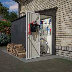 4' x 8' Metal Outdoor Storage Shed, Lean to Storage Shed, Garden Tool Storage House with Lockable Door and 2 Air Vents for Backyard, Patio, Lawn,Black