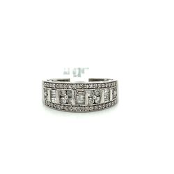 10kt White Gold Diamond Ring Wide Band With Bagguettes & Rounds .75ctw Size 6 1/2 4.60grams 153933 5