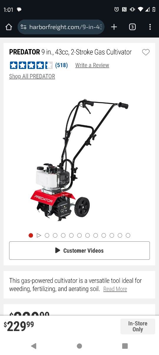 NEW PREDATOR GAS POWERED CULTIVATOR