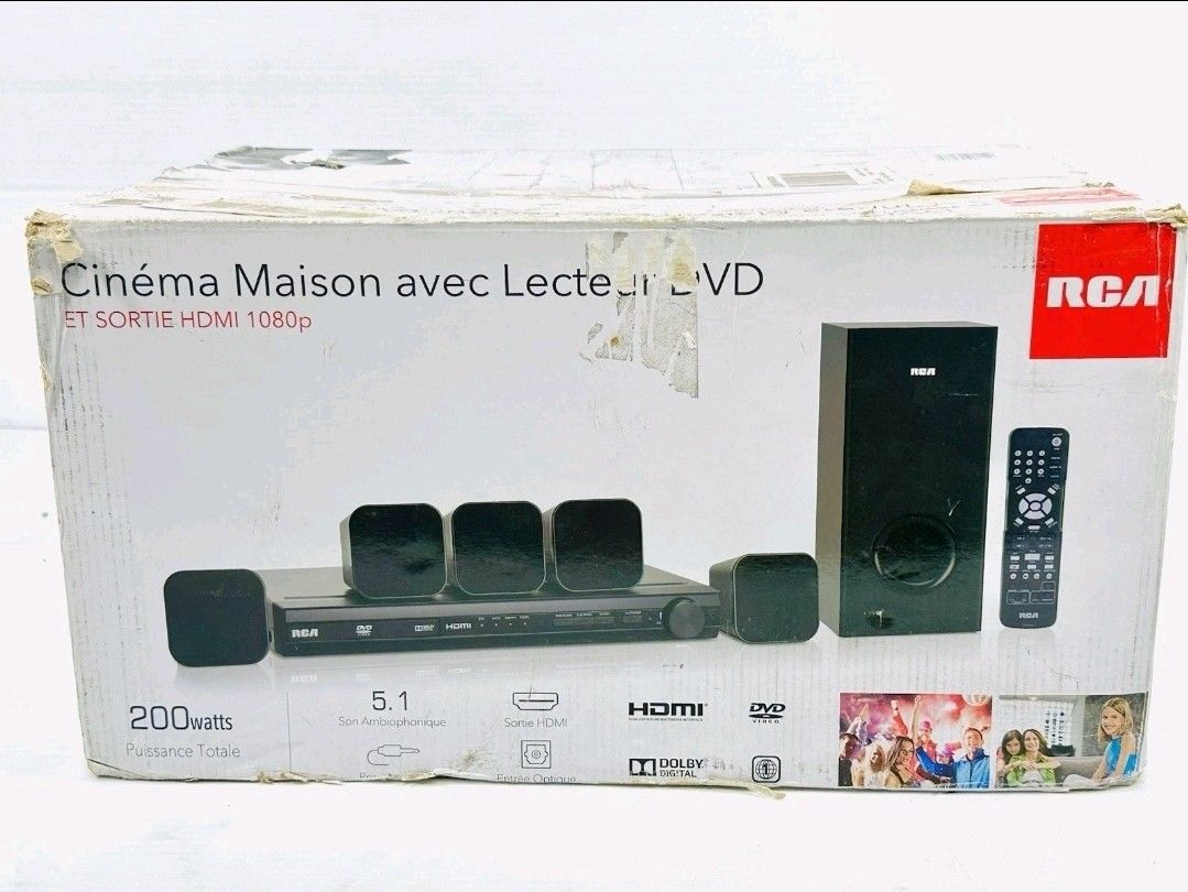 RCA 200 Watt DVD Home Theater System HDMI 1080p Output Model RTD3276H, Open box