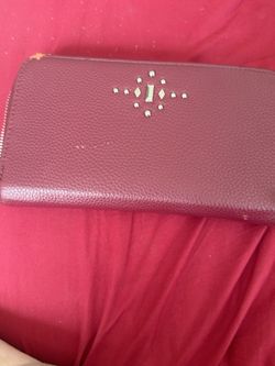 31 gifts Burgundy Zip Around Wallet with Polka Dot Interior