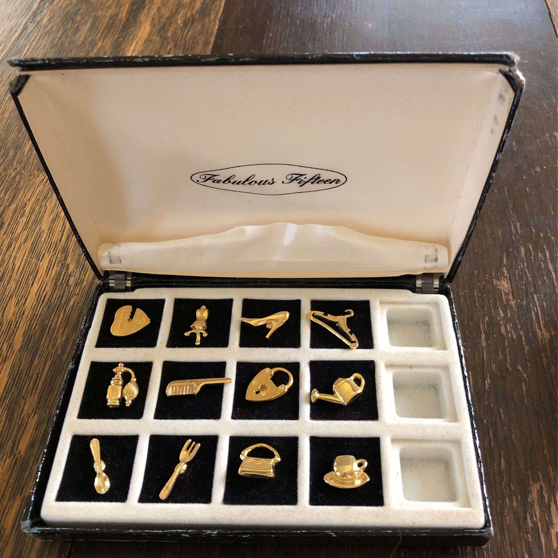 12 Gold Vintage Lapel Pins.