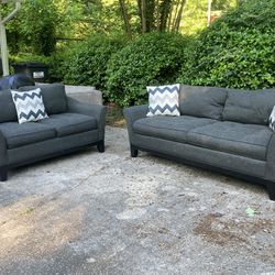 CINDY CRAWFORD PLUSH USED GRAY SOFA & LOVESEAT SET…$299 OBO…ALL OFFERS WELCOME!!!