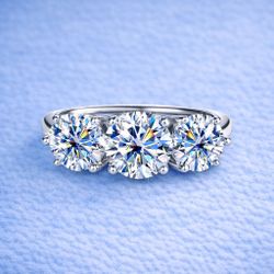 VVS Triple Stone Engagement Ring Size 5