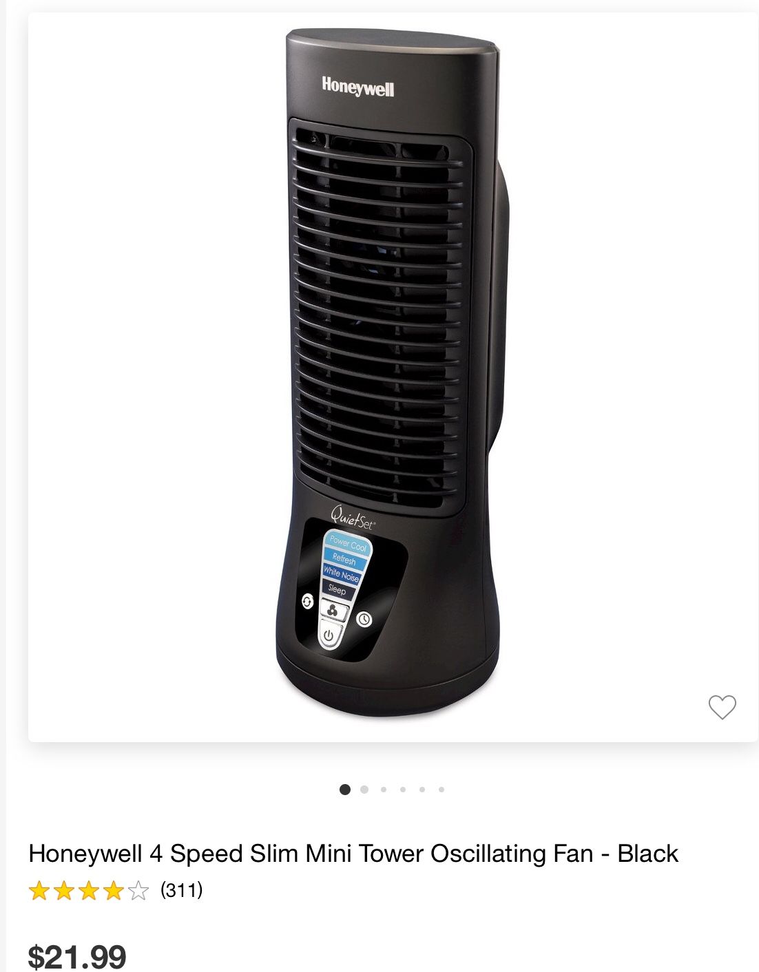 Fan. 4 Speed Slim Mini Tower Oscillation