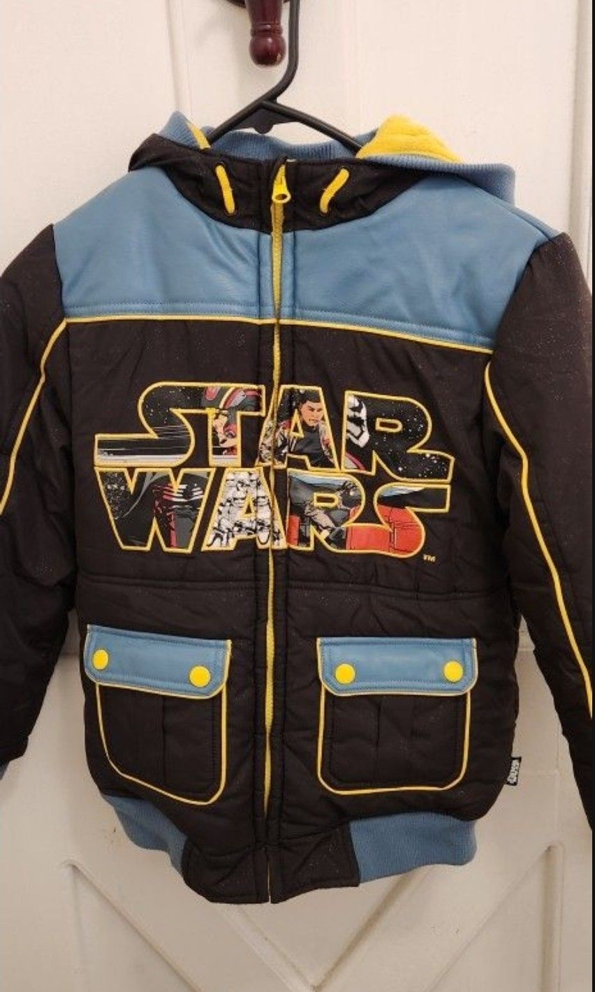 Star Wars Logo, Disney Store, Boys Zip Front Hooded Winter Jacket