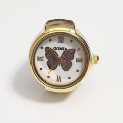 Unique gold Butterfly face Women's Quartz Ring Watch Band Gift