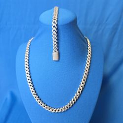 MOISSANITE Cuban Link Chain And Bracelet