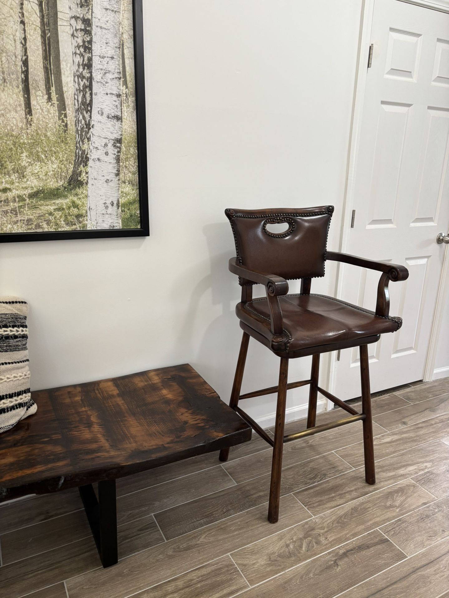 Chair / Stool / Swivel / Leather/ Solid Wood