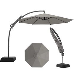 Outdoor Patio Umbrella with Base, 240G/M2 fabric, 10 FT Sun Shade Umbrella for Deck, Pool