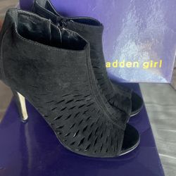 Black Suede Peek A Boo Booties 