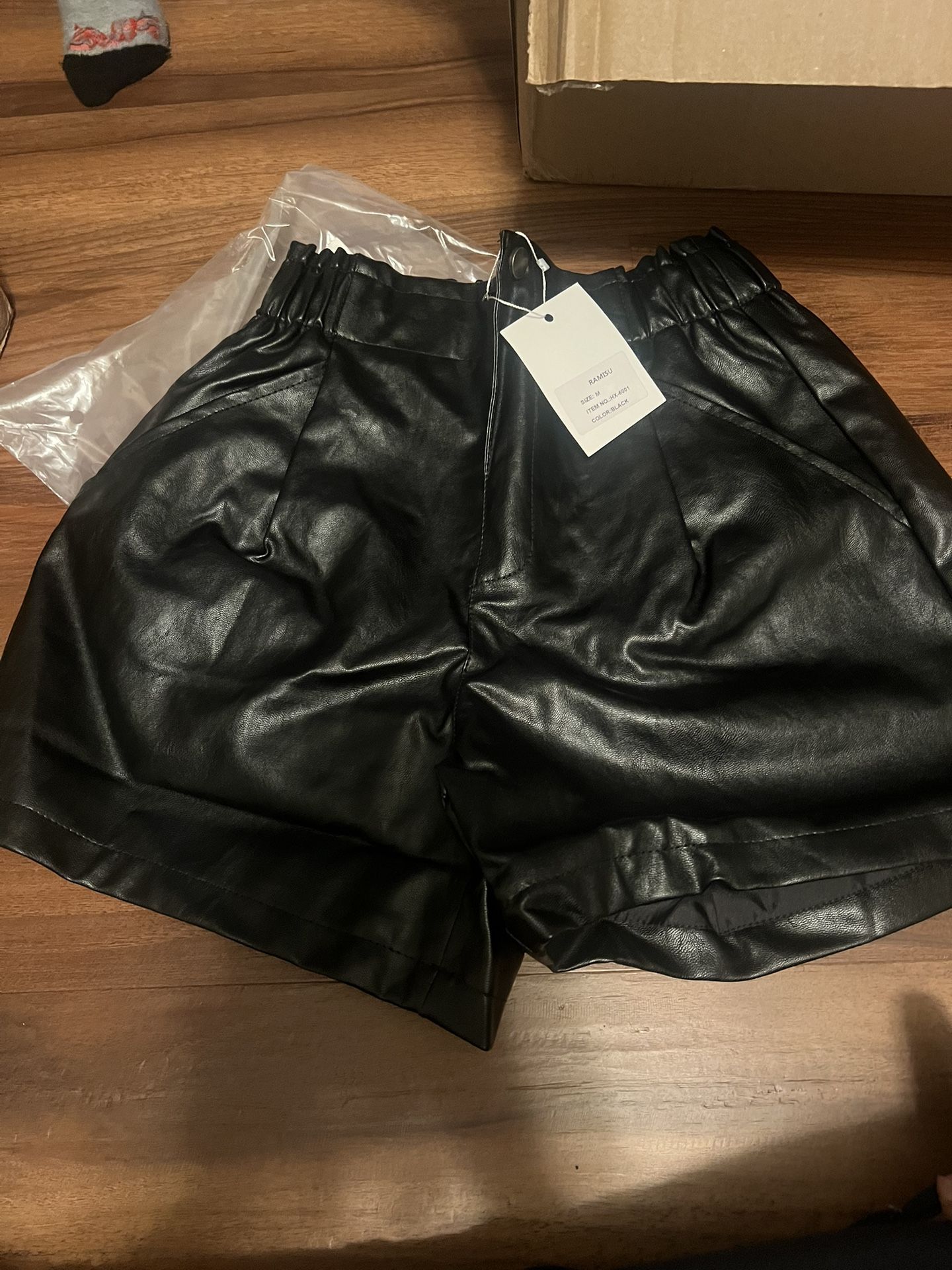 Black Leather Shorts Size M