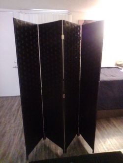 Asian Black Woven 4-Panel Room Divider