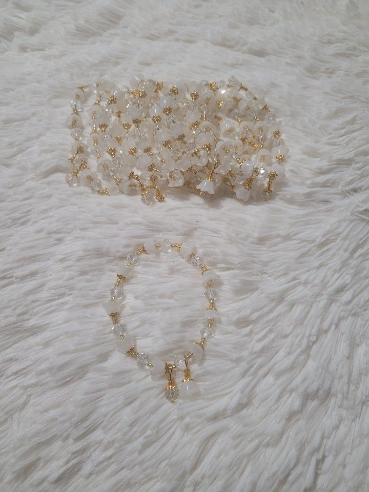 Glass Beaded Tulip Stretch Bracelet Bundle, 10 Pcs, NWOT