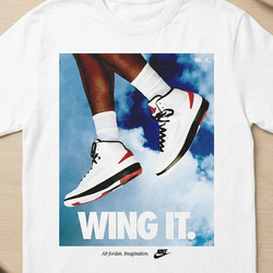 Nike Air Jordan 2 Retro "Wing It" Poster Graphic Tee This title captures the iconic 1986 "Imagination" ad campaign vibes while highlighting the specif