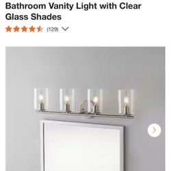 Champlain 31.5 in. 4-Light Brushed Nickel Modern Bathroom Vanity Light with Clear Glass Shades