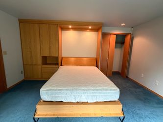 Oak Murphy Bed with cabinets