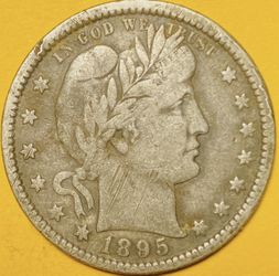 1895 U.S. BARBER SILVER QUARTER 25c COIN (VF-Very Fine)