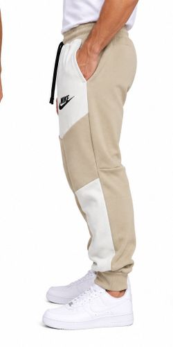 Nike Men's Colorblock Jogger Sweatpants Beige White Size Small Pockets