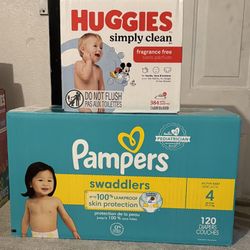 Pampers Diapers & Huggies Wipes Bundle