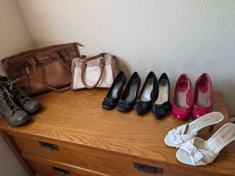 Women's size 6 shoes and Two handbags