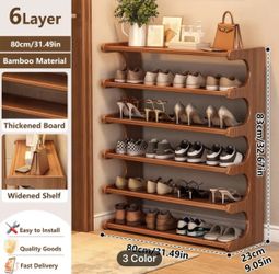 Brand New 6 Layer Bamboo Shoe Rack 