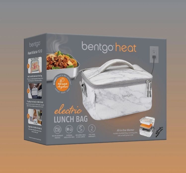 Black Friday sale 🏵️ Bentgo Heat Electric Lunch Bag Food Warmer, Heated Lunch Box Warmer, White Marble for Reheating Meals