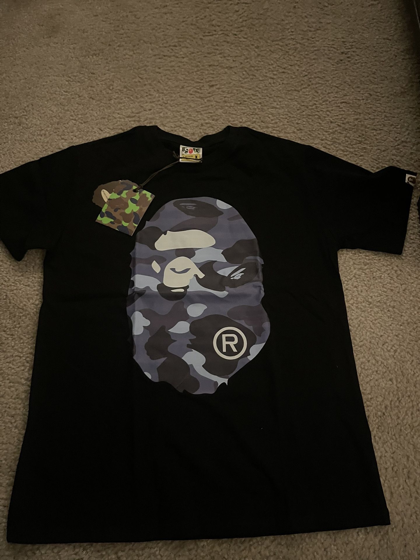 Blue and Black bape shirt