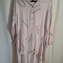 NT By Amati Button Down Tunic Top Lagenlook Convertible Sleeves Hi-Low One Size