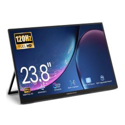 ☆ MESWAO 23.8" Portable Monitor 120Hz 1080P FHD IPS, 100% sRGB, USB-C HDMI Plug and Play, Second Screen for Laptop/PC/MacBook/Console, 180° Adjustable