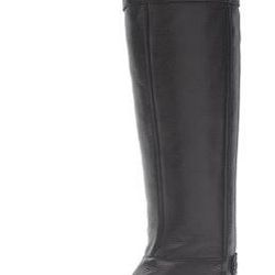 New Franco Sarto Black Christine Equestrian Leather Riding Boots, Size 7