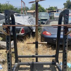 Olympic Bar With 2  45 Lbs, Weights 1 . 35 Lbs Weight, 2.  25 Lbs Weights And Stand In Pics 