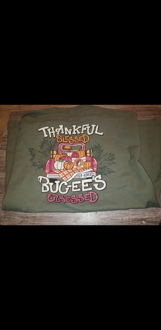 Thankful Blessed Bucees Obsessed Pumpkin Fall Thanksgiving Shirt Xl