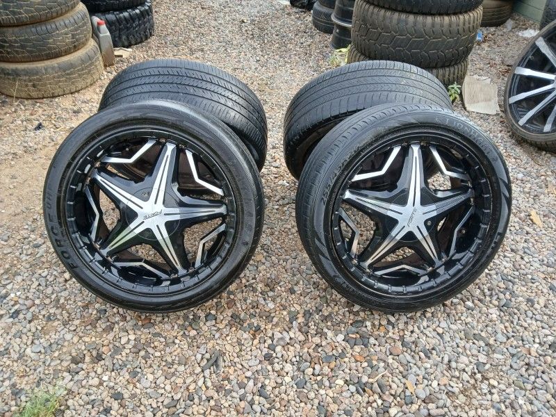 FORTE RIMS 255/45R20...5 LUGS UNIVERSAL FIT CHEVY CAMARO CHEVY S.10 CHEVY BLAYZER CHEVY CAMINO RANGE ROVER BMW