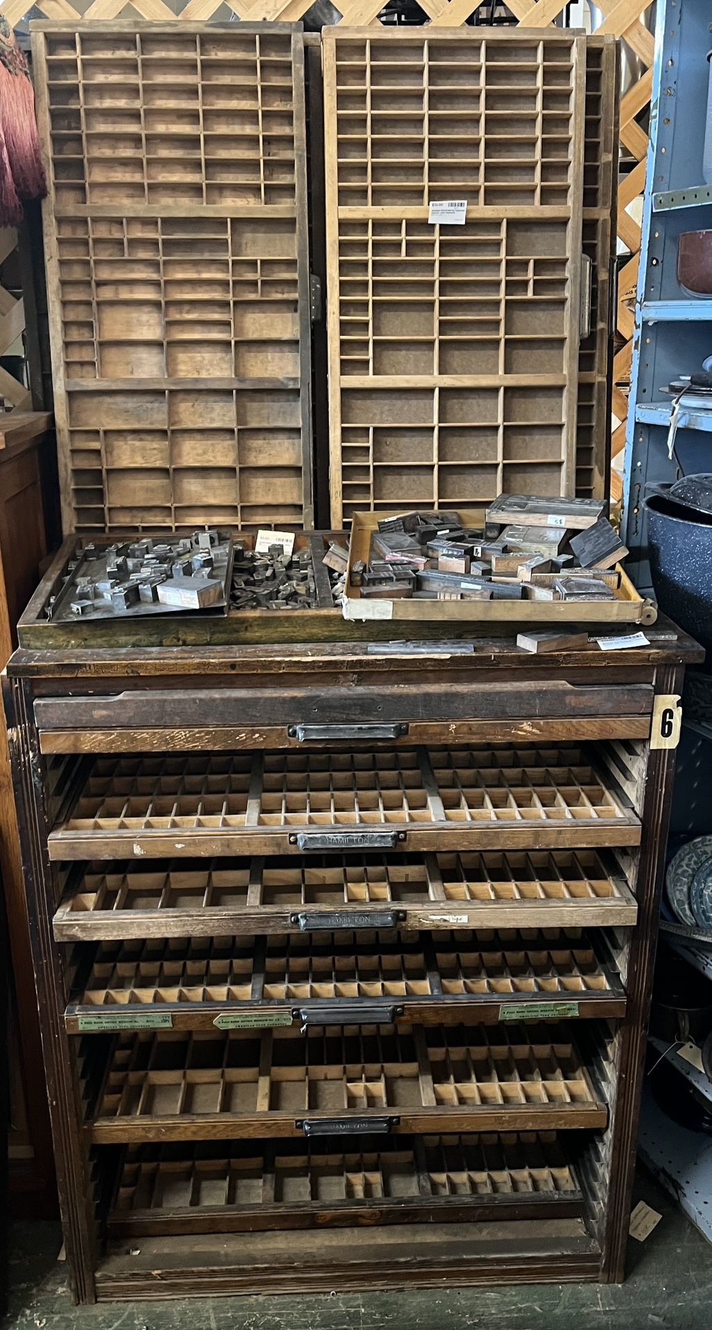 Antique Typeset Printers Linotype Cabinet Draw Hamilton Great For Beads Displays Arts Craft