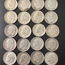 Silver Roosevelt Dimes $2 Face 20 Coins Total