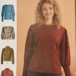 Simplicity S9385 Pattern  Long Sleeve Pullover Tops Sizes 6-14 Uncut