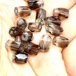 35 Smoky Glass Faceted Beads