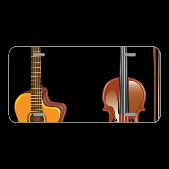 License Plate Novelty Car Front Guitar Violin Bow Musical Instrument