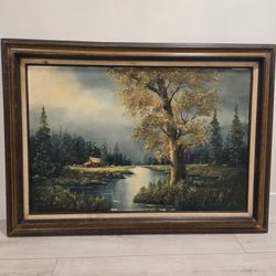 Oil painting, 43" x 31", painted by D. Bivens in 1974.